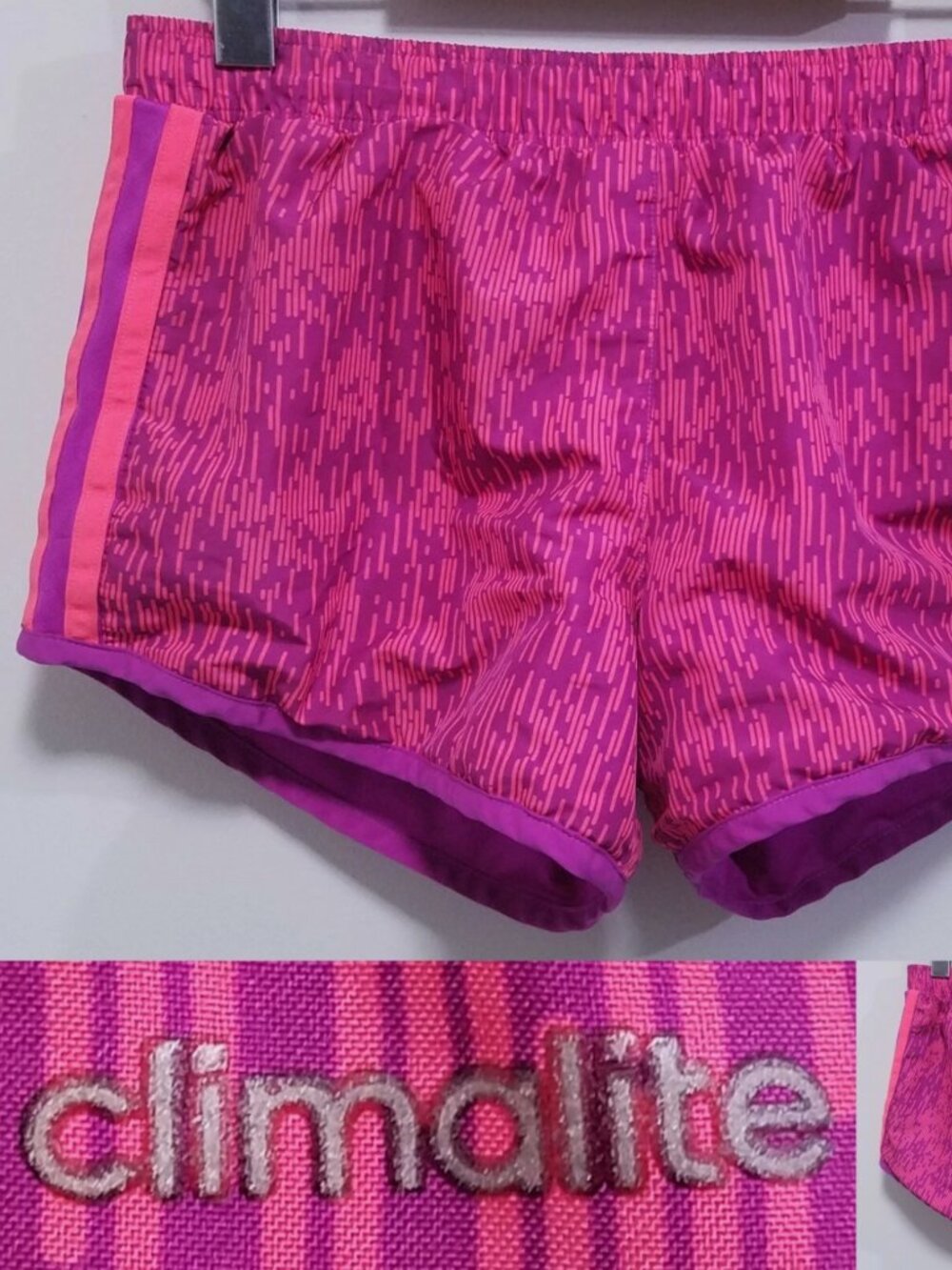 Adidas Girls XL ClimaCool Pink Purple Athletic Running Shorts Magenta Run